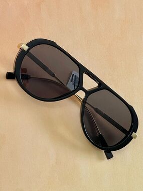 Free People Black and Gold Aviator Sunglasses with Dark Lenses